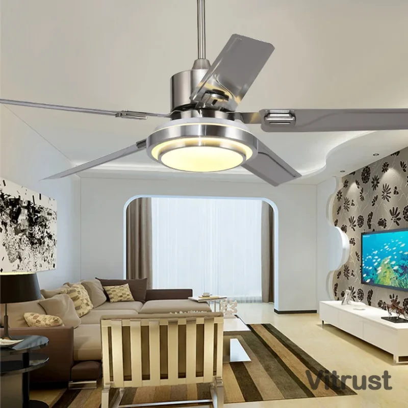 5 čepelí svetlo stropného ventilátora v interiéri s diaľkovým ovládačom stropným ventilátorom niklu 42 48 52 palca