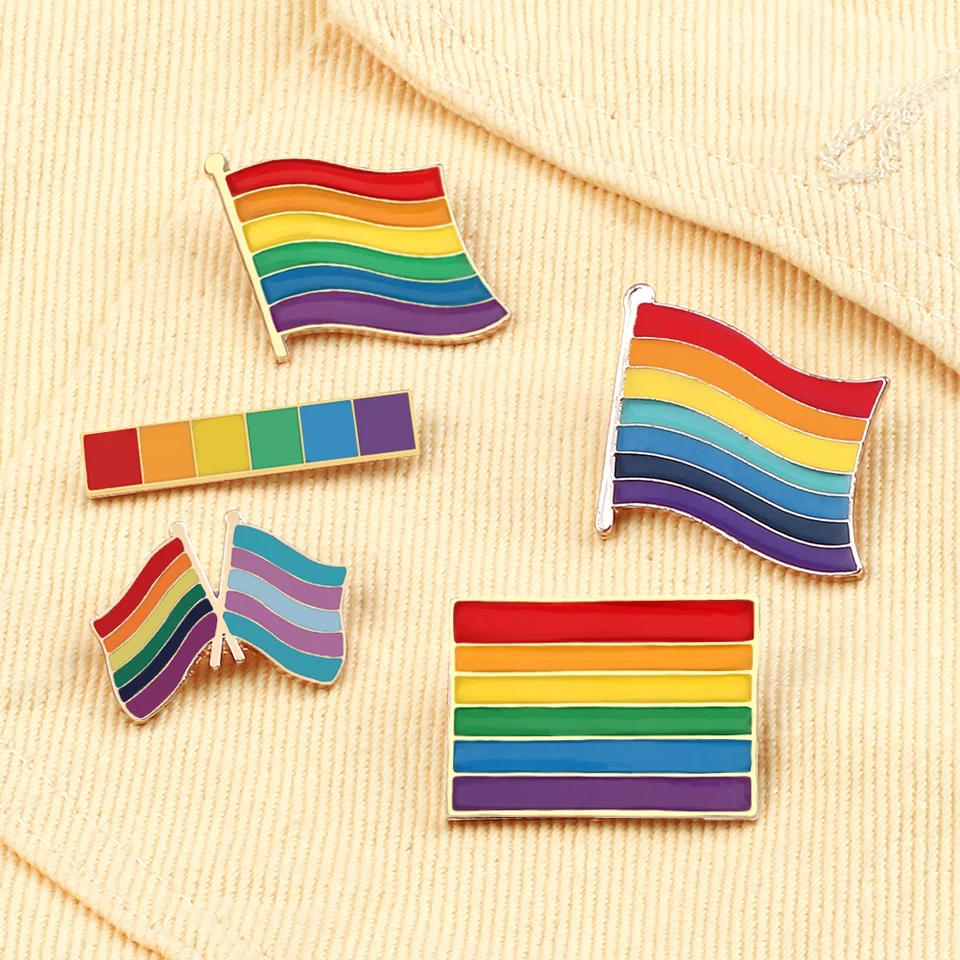5 štýlov LGBT Rainbow Banner Enamel Pins Fashion Flag Brošes BAG DETORÁCIA Oblečenie klopne PIN ZASTAVENIE ŠPECKY PRE LOVER NOVÝCH