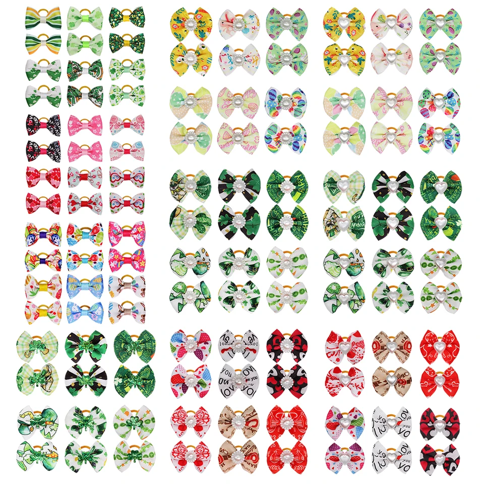 50/100 ks Mix Colors Dog Cat Hair Luky Gumové pásy Veľkoobchodné zvieratá Pet Pet Pet Pet Products