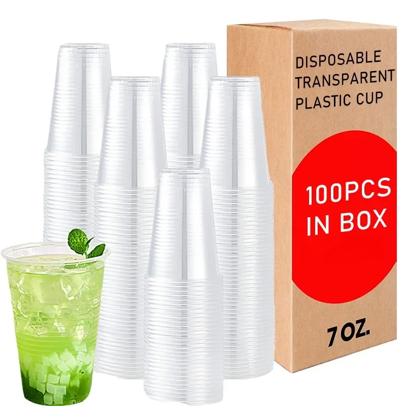 50/100 pcs 7oz jednorazové plastové šálky Priehľadné nápojové šálky Kávu šálky vhodné pre večierky, svadby, večierky kaviarne