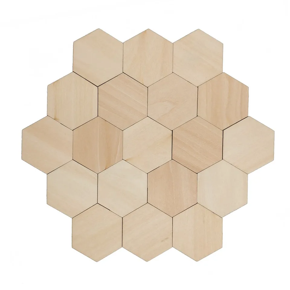 50/100 PCS Drevené čipky Hexagonálne drevené lupienky Domáce dekorácie Detské domáce zvieratá Ručné kresby Dodávky Drevené plátky
