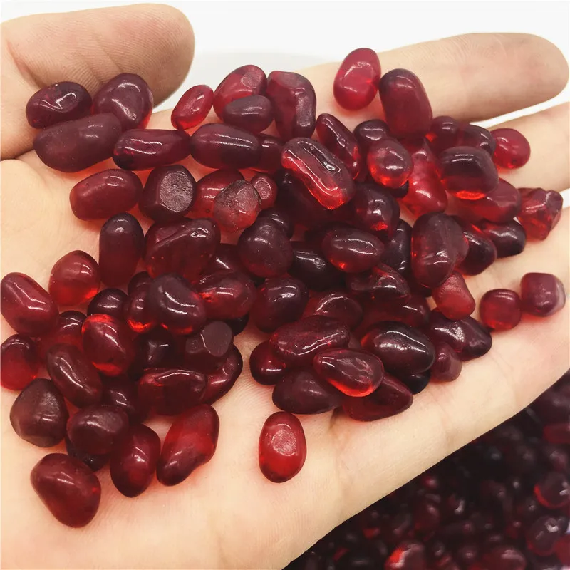 50-1000 g červeného skla Gravel Farbená glazúra krištáľové akvárium akvárium akváriové vázy kamene 8-12 mm prírodné kremenné kryštály