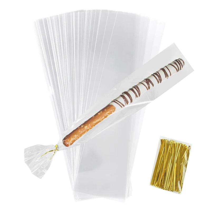 50/100ks dlhé cukrovinky Cookie Cookie Tašky Transparentné celofánové tašky svadobné narodeninové oslavy dekorácie Dodávky vianočné darčekové balenie