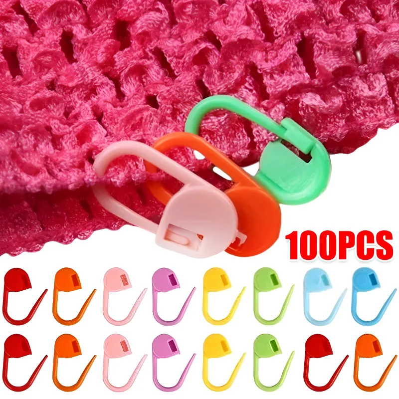 50/100ks farebné plastové bezpečnostné kolíky pletenie markerov háčkovacie svorky Stitch Uzatvorená spona pre pletené remeselnícke oblečenie Accessorie