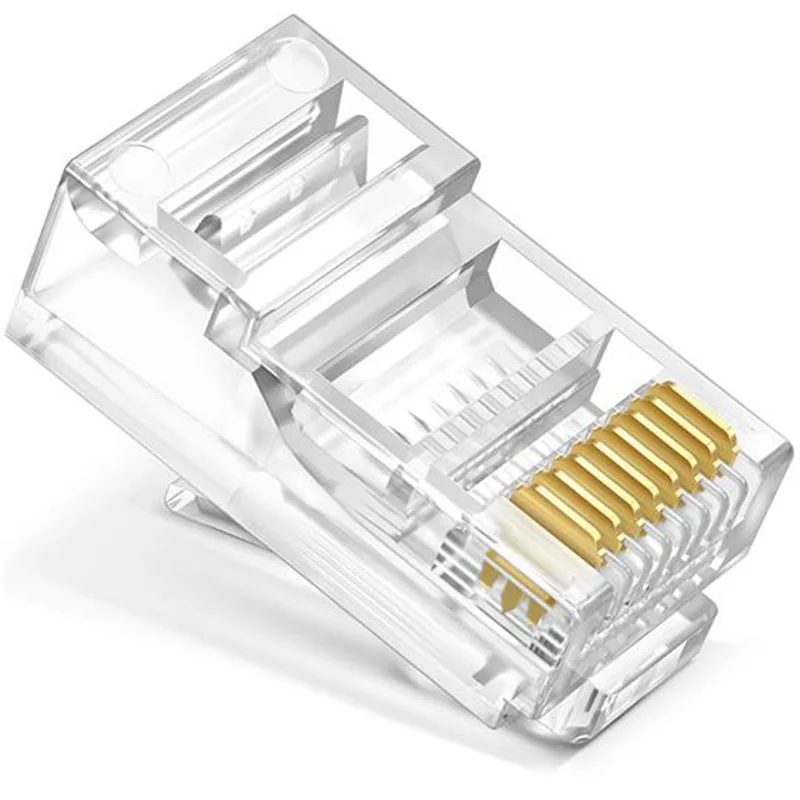 50/100ks kategória 5 Crystal Head Unshielded 8p8c Zlatená sieť RJ45 Sieťový kábel konektor