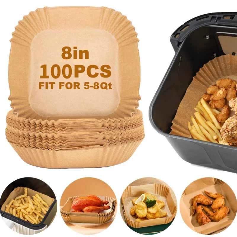 50/100ks/set Air Fryer na jednorazový papierový pergamen Perchment Drevená buničina Parník Cheesecake Air Fryer Príslušenstvo pekáč pre vzduchové fritéza