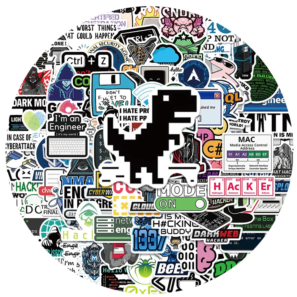 50/100ks sieťové hackerské programovacie nálepky Funny Cartoon IT Engineer Computer Sticker Luggage Laptop Guitar Phone Duins