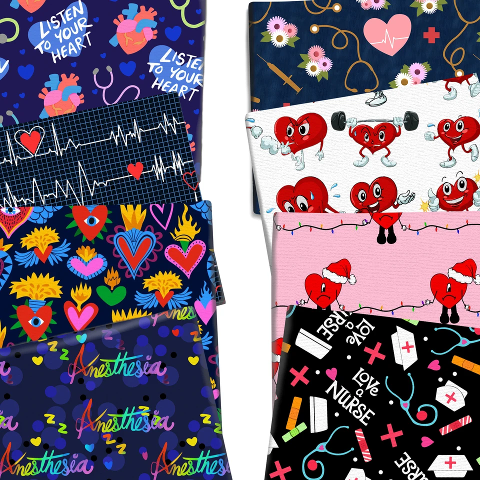 50*145 cm polyesterová bavlnená tkanina Love Organ Srdce EKG Medical DIY Pattwork pre látkové odevné tkanivové šitie prešívanie
