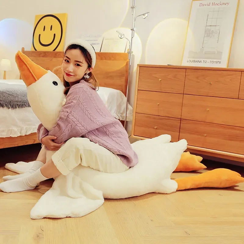 50-190 cm roztomilý nadýchaný veľkú veľkosť biela husacia plyšová hračka Kawaii Obrovský kačkový spánok vankúš vankúš Soft