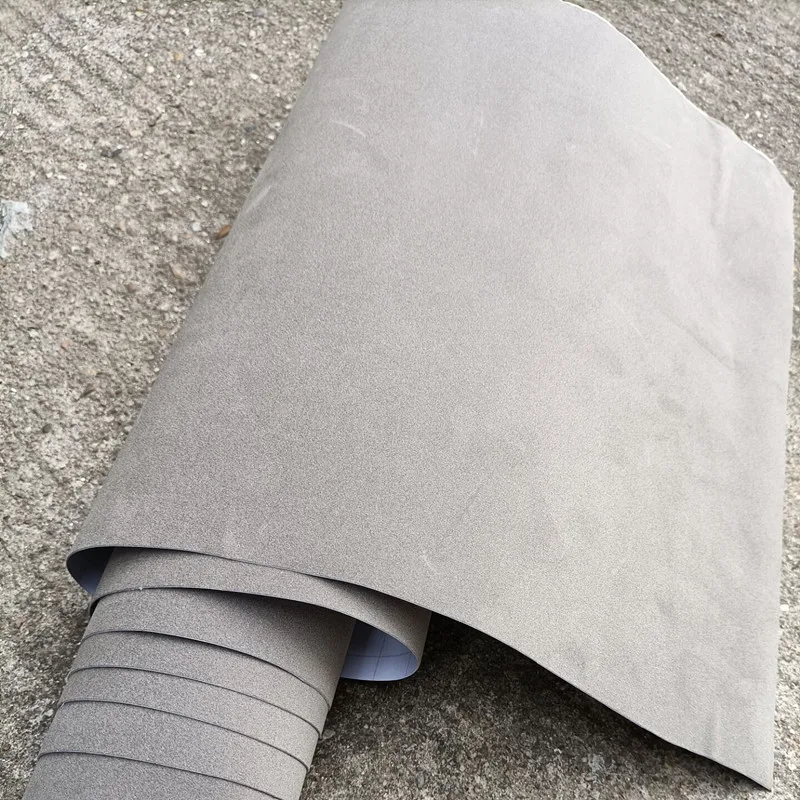 50*200 cm prémiová kvalita Velvet Suede Fabric Vinyl Car Wrap Sticker Čierna šedá samosprávna zamatová látka pre štýl automobilu