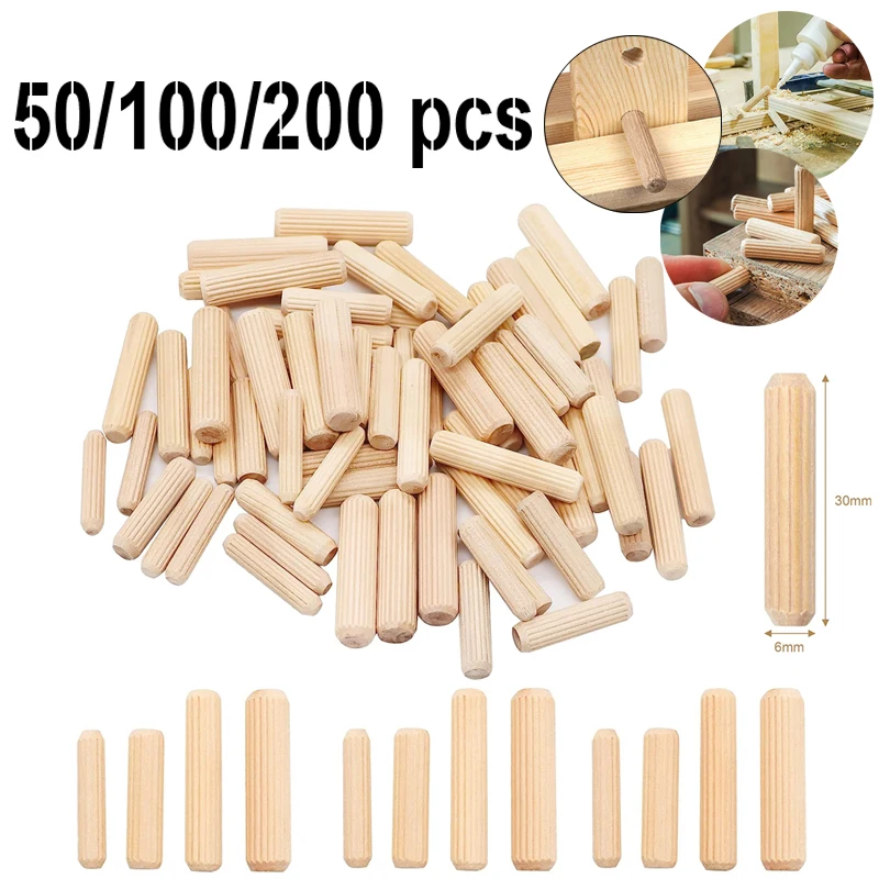 50-200 ks 1-12cm dlhé drevené výrobky nechtov na nechty Round Groove Groove Drevené zátkové prúty Sprievodca vŕtaním vodiaceho náradia ...