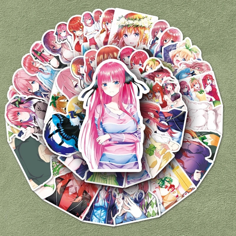 50/30/10ks Nakano Ichika Nino Miku Yotsuba Itsuki Populárny anime Periférny kufrový počítač Skateboard Vodotesné nálepky