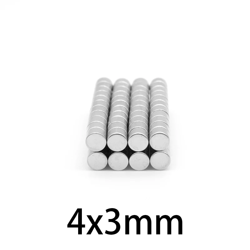 50-500 PCE 4x3mm Elektromagnetika Malé okrúhle magnety 4 mm x 3 mm plech Neodymium magnet 4x3mm Permanentný magnet 4*3 mm