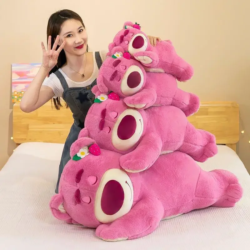 50-90 cm miniso roztomilý jahodový medveď veľké plyšové hračky vankúš k karikatúre Plush bábiky dievčatá Kawaii Anime Bear Feard Duzd pre deti darčeky