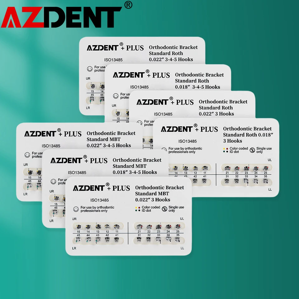 50 balíčkov azdent plus dentálna ortodontická kovová držiaky Trales Standard Mini Roth/MBT 022/018 Háčiky 3/345 Ortho Tools Dentistry