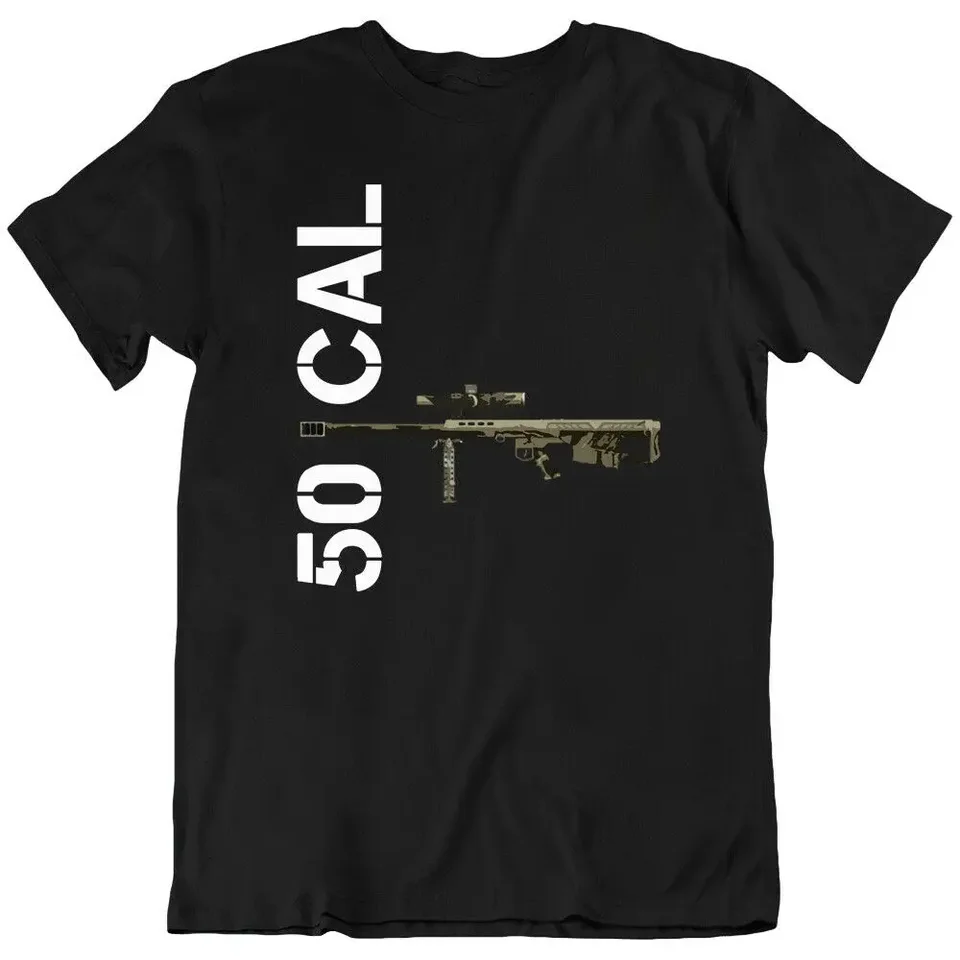 50 Cal Gun Tee Sniper Rifle Machine Army Vektor Tričko Darček Nové pánske 100% bavlnené neformálne tričká Loose Top Veľkosť S-3xl