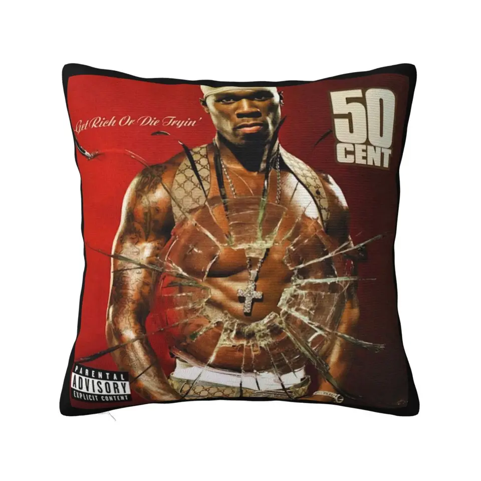 50 Cent Päťdesiat pásmov s xl retro vintage dizajn hip hop gangster rap kreslená postava Nový tlačný vankúš