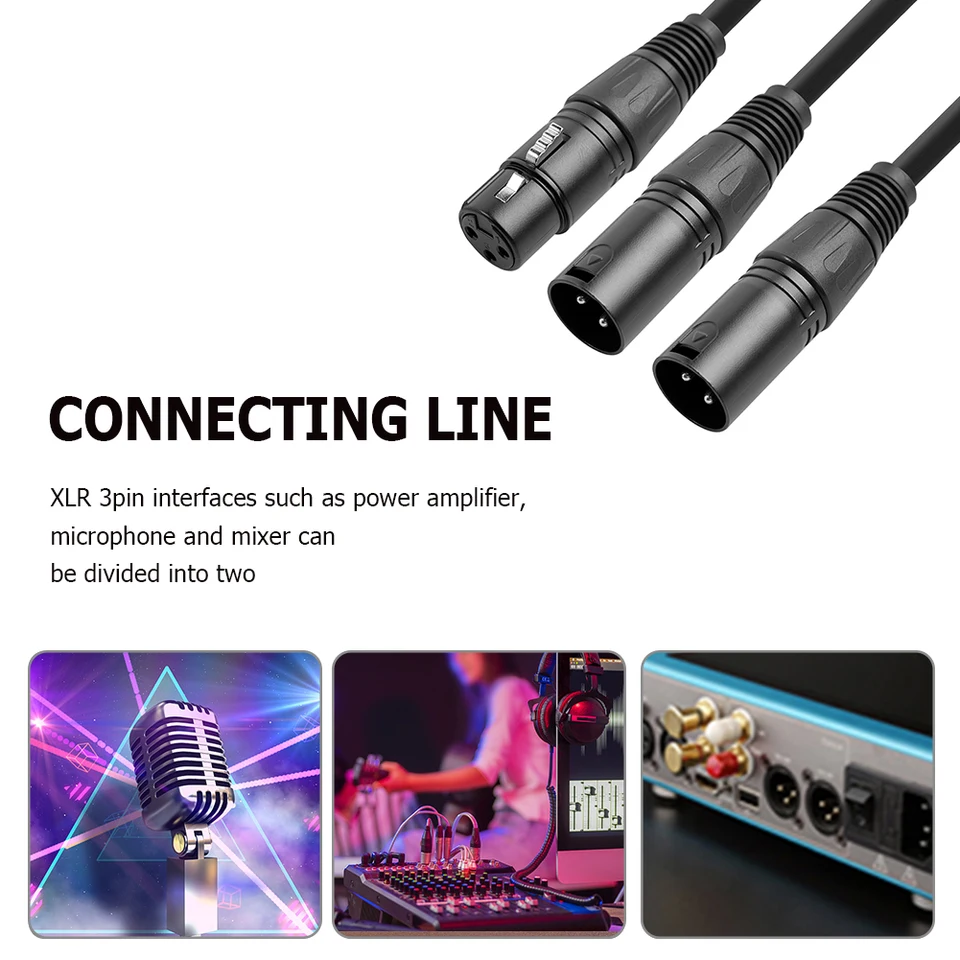 50 cm 3pin xlr samíc až duálne XLR samec samec-štiepkový kábel 1 samica až 2 samec xlr y splitter MIC zvukové káble