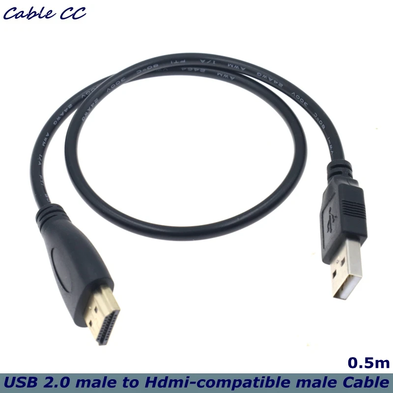 50 cm HD Video kábel HDMI-kompatibilný samec s ženským konektorom s predlžovačom adaptéra nabíjačke USB 2.0