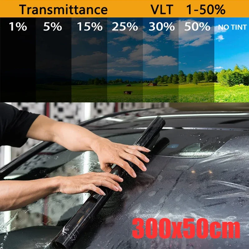 50 cm x 3m 1/5/15/25/35/50 percent vlt okenné odtieňové auto slnečné okno Film tint film anti-scratch pre chránič UV CAR