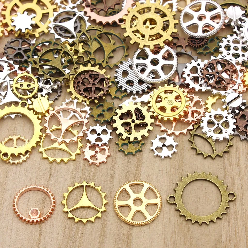 50 g 100g zmiešané parné močové zariadenia Cogs Charms prívesok DIY starožitné kovové korálky pre náramky