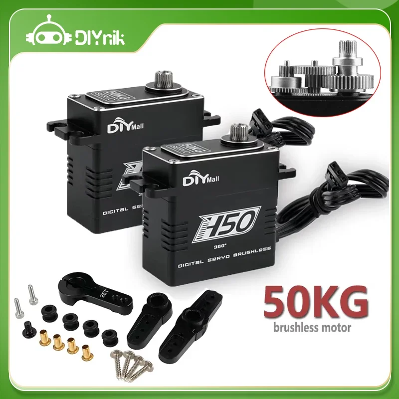 50 kg digitálne RC servo plnohodnotné kovové kefy bez kefy H50 Metal Gear High Torque Servos pre RC CARS vozidlo vozidlo robotického ramena Crawler