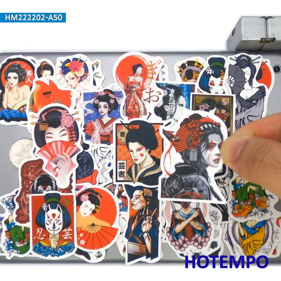 50 kresiel japonská gejisha ukiyoe tetovanie ninja dievča vtipné nálepky pre batožinu batožinu motocykel car carboard bicykel laptop notebook