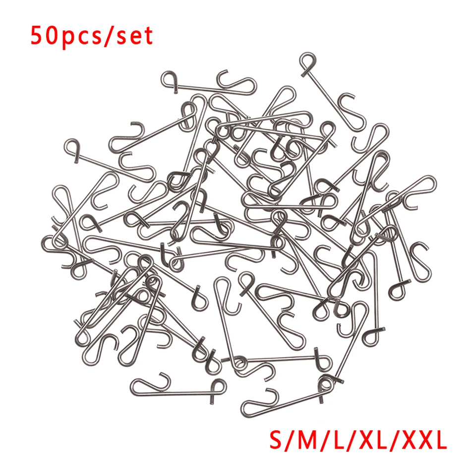 50 ks 5 veľkostiam trvanlivé z nehrdzavejúcej ocele Snap Untless Connectors Fishing Line Wire Connector Rybársky kolík na rybárske príslušenstvo kapra