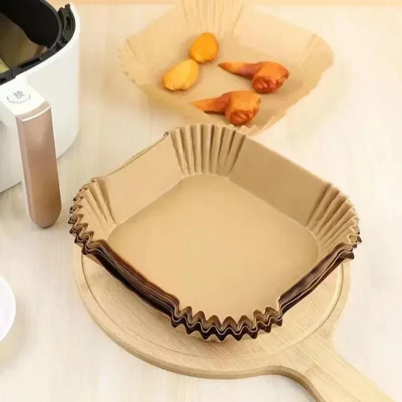 50 ks Air Fryer Blotting Paper, Pečie blotting papier, nepatrná potravinárska podložka nepriepustná, zahustená kremíková papierová podložka
