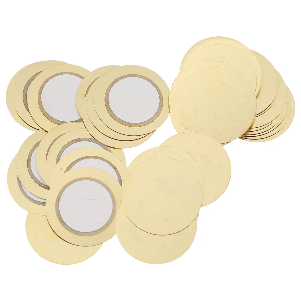 50 ks bubnových spúšťačov 27 mm bzučiak medený film Akustický prevodník Pickup Príslušenstvo piezo disky tesnenia medené piezo disky