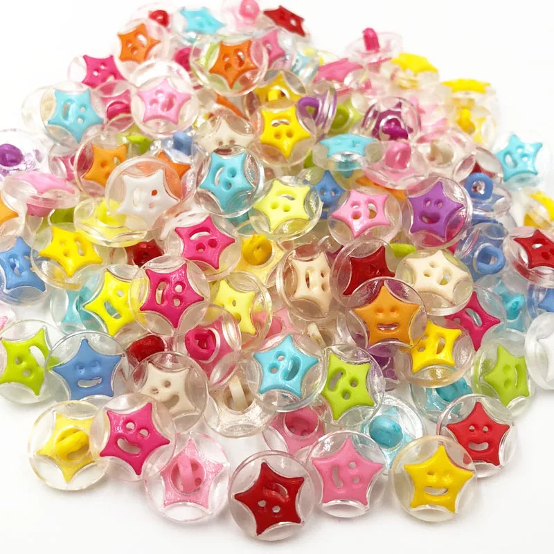 50 ks Mix Color Star Plastic Kombinované gombíky DIY príslušenstvo Detské odevné šaty pojmy PT58