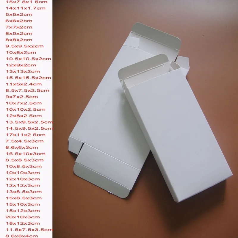 50 ks/šarže 39 veľkosti ploché biele skladacie kartppaperové baliace box Blank Mask Double Open Card Boxes
