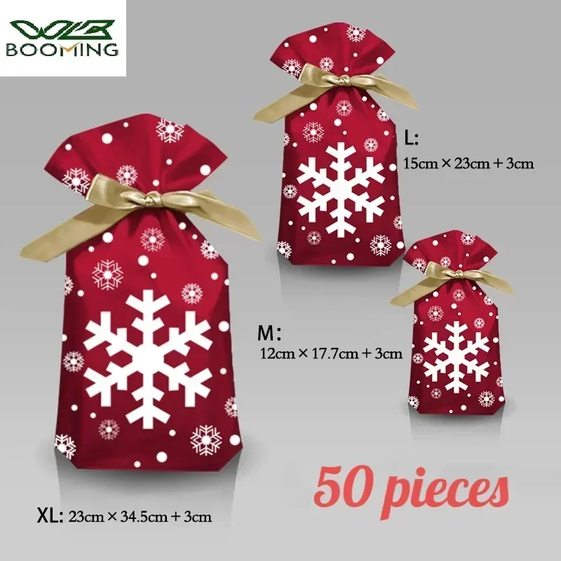 50 kusov/balenie Nový rok vianočné vianočné tašky na darčeky vianočné cukrovinky Snowflake Noel Santa Claus vianočné dekorácie