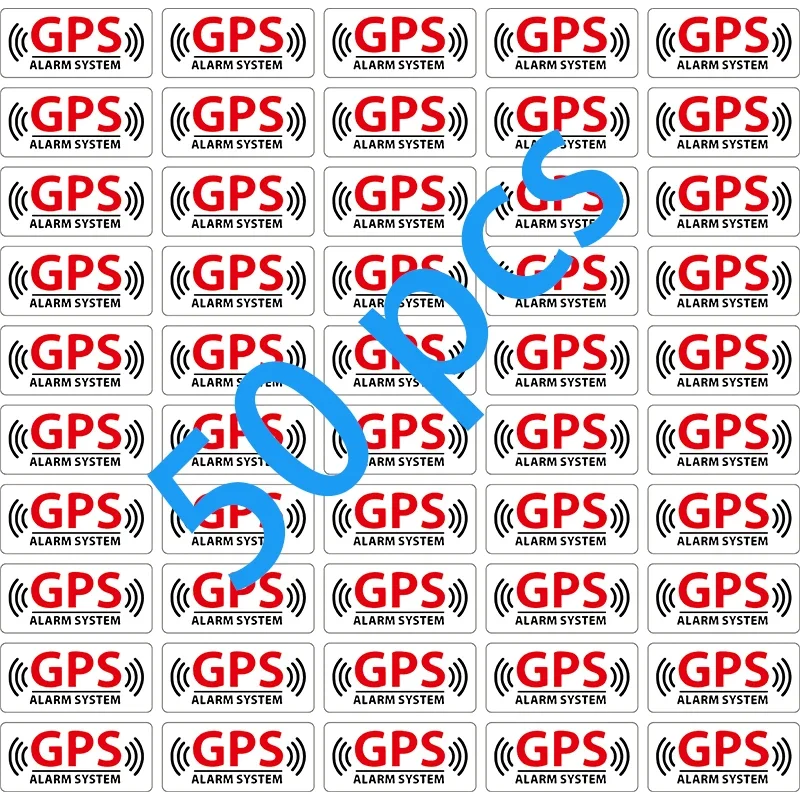 50 kusov GPS Alarm Systtm voda proti nálepke automobilov PVC Vlastné nálepky na motocykli exteriérové ​​diely Slnečný krém a vodotesné