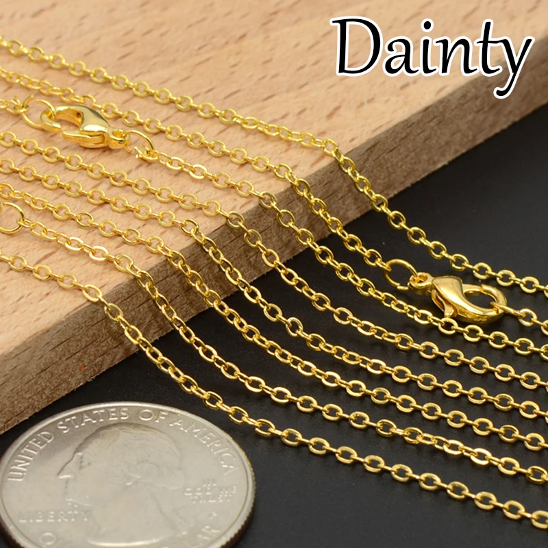 50 kusov x Zlatá farba Dainty náhrdelník pre ženy Veľkoobchod strieborná mosadzná retiazka Náhrdelník na výrobu šperkov