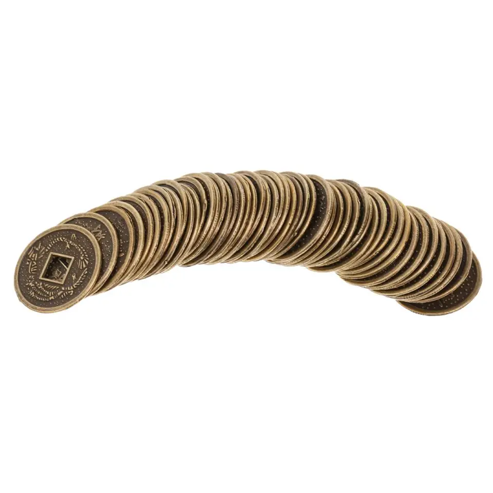 50 kusov zliatiny čínske šťastie s priaznivými mincami feng shui i-ching šťastné mince umelé suveníry dekorácie 2cm priemer.