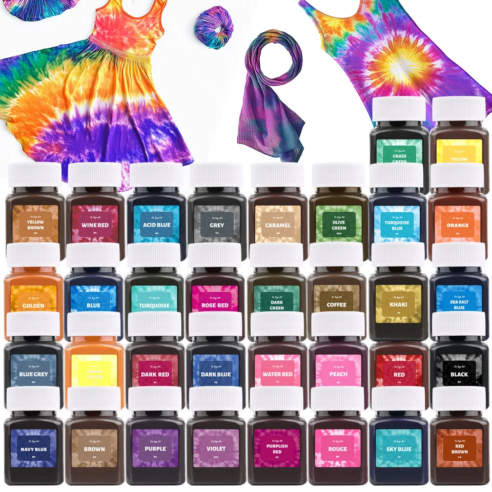 50 ml 28Colors TRAKOVÉ kravaty kravata práškového prášku staré odevy renovované pigmenty farba ZMENA ZADARMO pre bavlnené nylonové odevy kravata