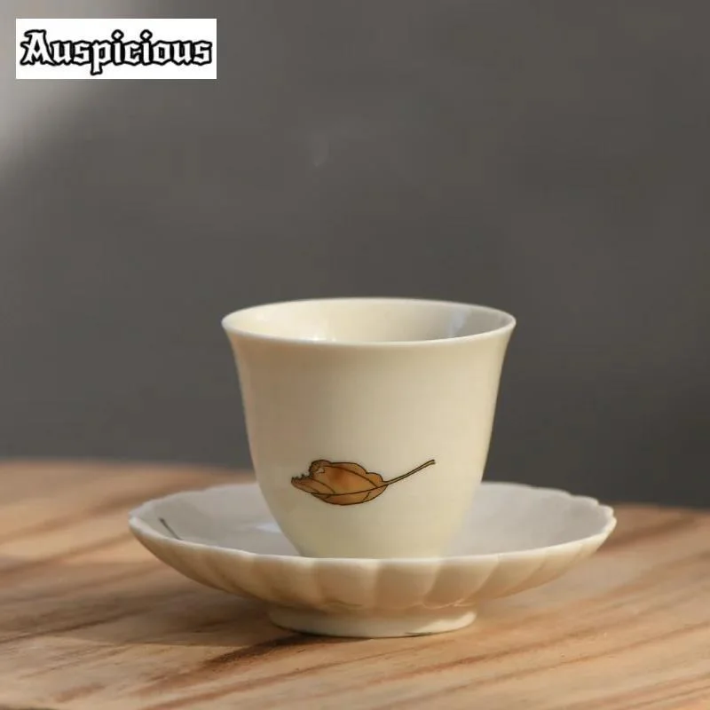 50 ml retro medu galze keramické šálky jesenné šálky a súprava podšálky japonský malý hlavný šálka s tanierom kung fu teaset darčeky