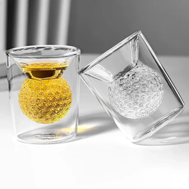 50 ml čistého vína čaju Voda Zmrzdy s vysokým obsahom borosilikátu Zhruba sklenený sklenený šálka Golf Golf Tvar dvojitého pohárového poháre