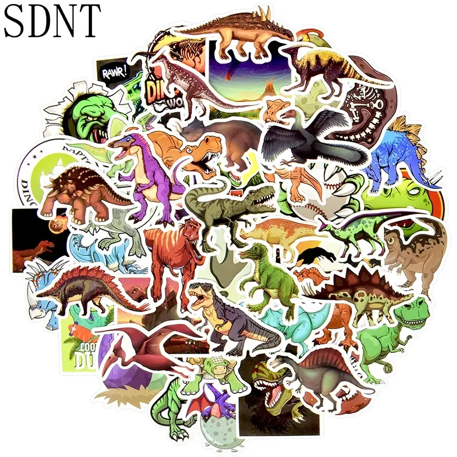 50 počítačov Dinosaurus Animal Stumpers Boys Hračky Jurassic Anime Cool Funny nepremokavá nálepka pre šálky DIY Cups Skateboard Car Notebook Nálepka