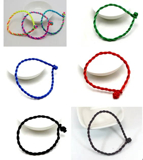 50 spletených šťastných šnúr Twisted lana náramok s hrúbkou 3 mm pre kúzlo