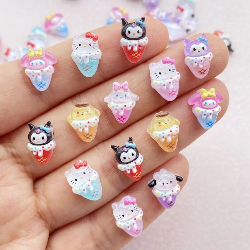 50 Stukov Hars 8*12 mm kawaii mini karikatúra zmrzlinová zmrzlina na nechty