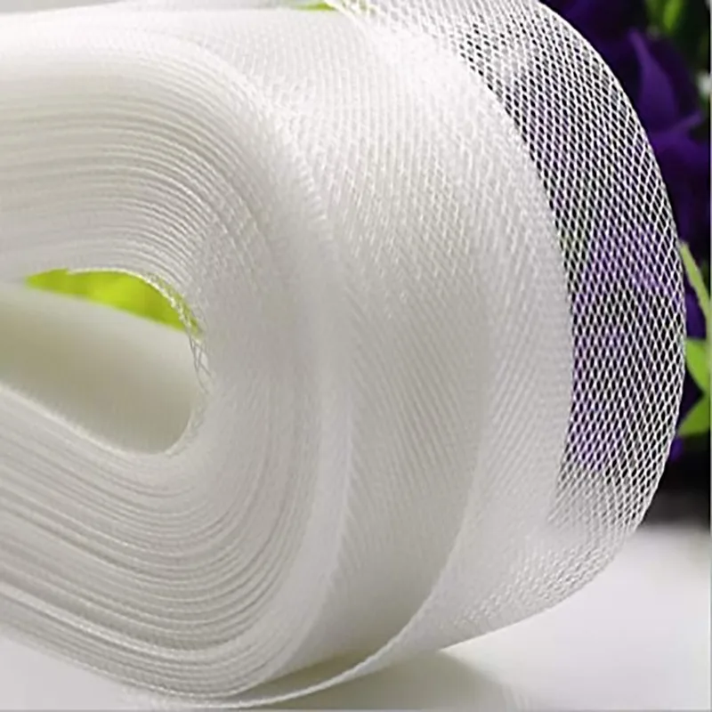 50 yardov Stiff Polyester Horsehair Braid na polyesterské vyplatenie Svadobné šaty Dance Formálne šaty príslušenstvo 1-16cmdidth