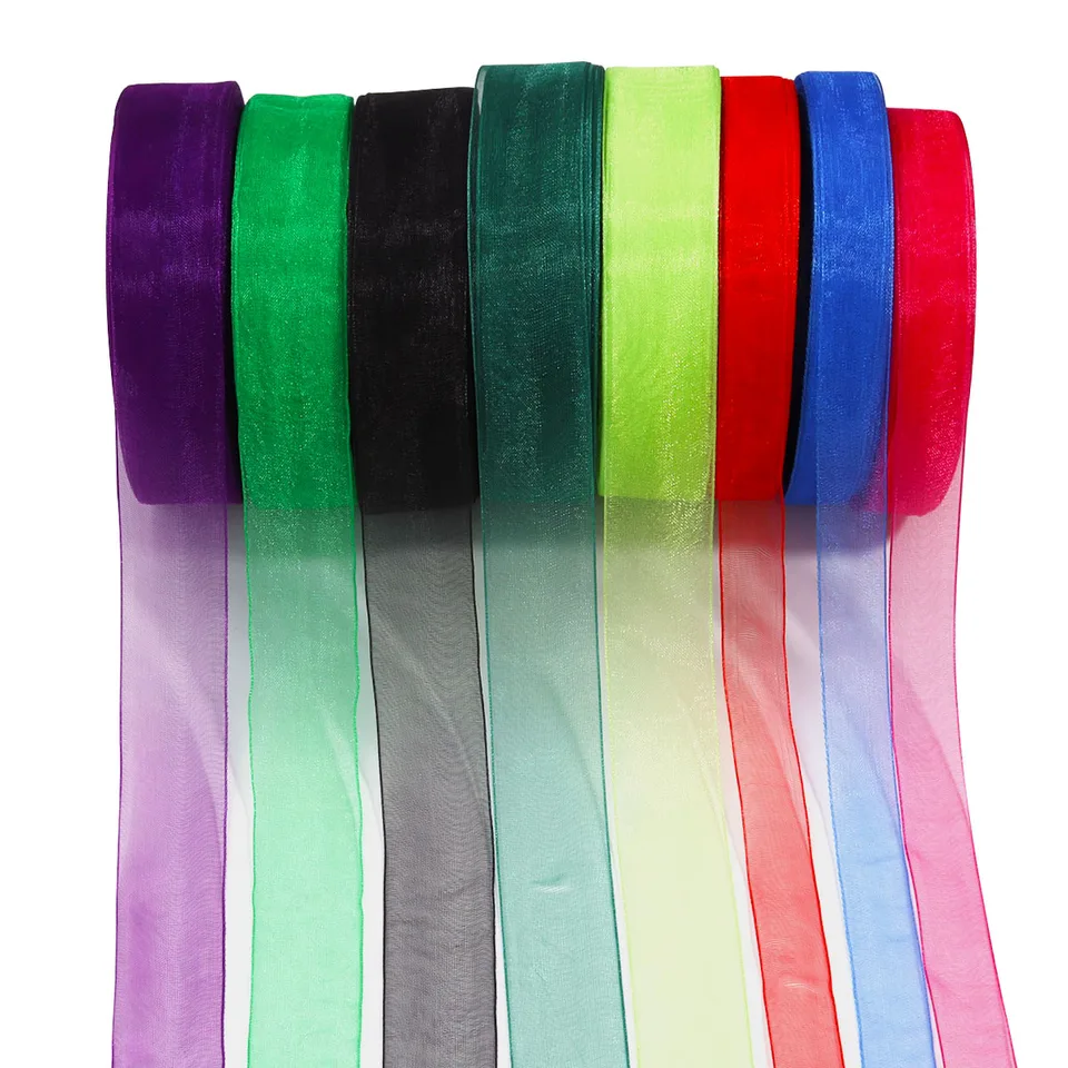 50 yardov/veľa čírych šifónových stužiek Organza Satin stuhy pre darčekové balenie dekorácie Svadobné kytice večierok Lace Lace Lace