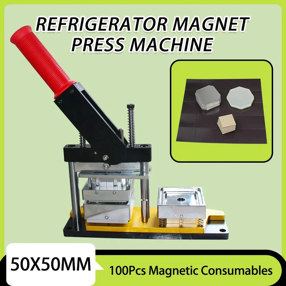 50 × 50 mm manuálna chladnička Magnetický lisovací stroj na mieru Creative Creative Chladnička Magnet Kit pre dekoráciu s magnetovou časťou 100ks