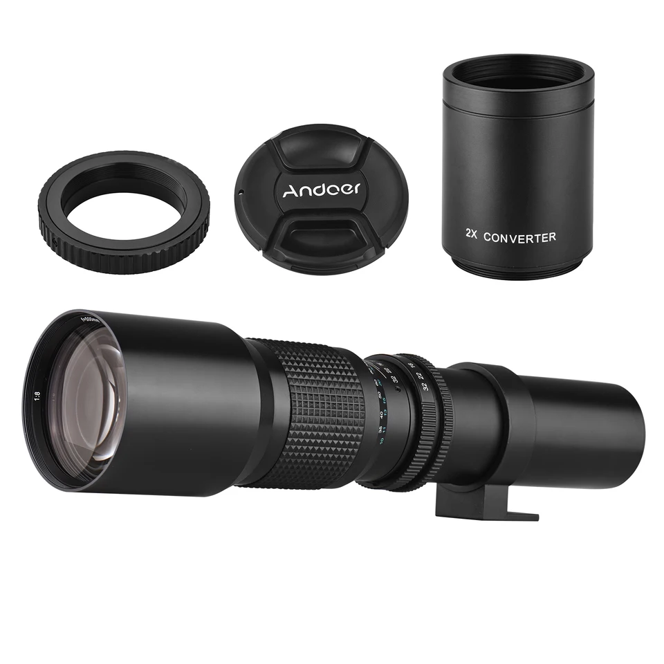 500/1 000 mm f/8 teleobjektív MF s objektívom 2x prevodníka pre Nikon D40 D40X D60 D90 D100 D200 D300 D500 D600 D610 D700 D750 D800