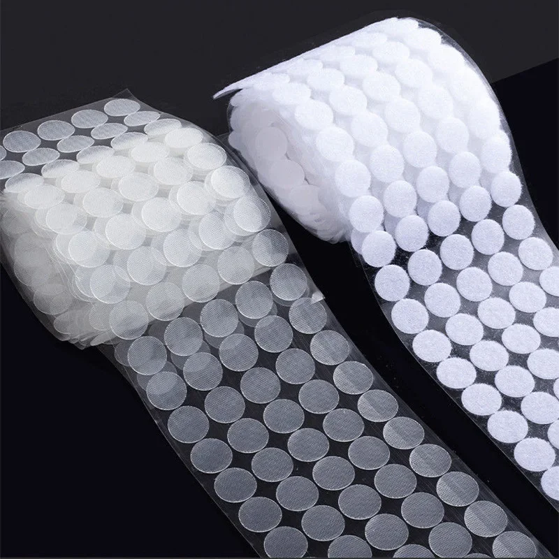 500/1000pair 10/15/20 mm samolepiaci pripevňovací hák a loopová páska priehľadná bodovacia nálepka nylon silné lepidlo adesivo redondo