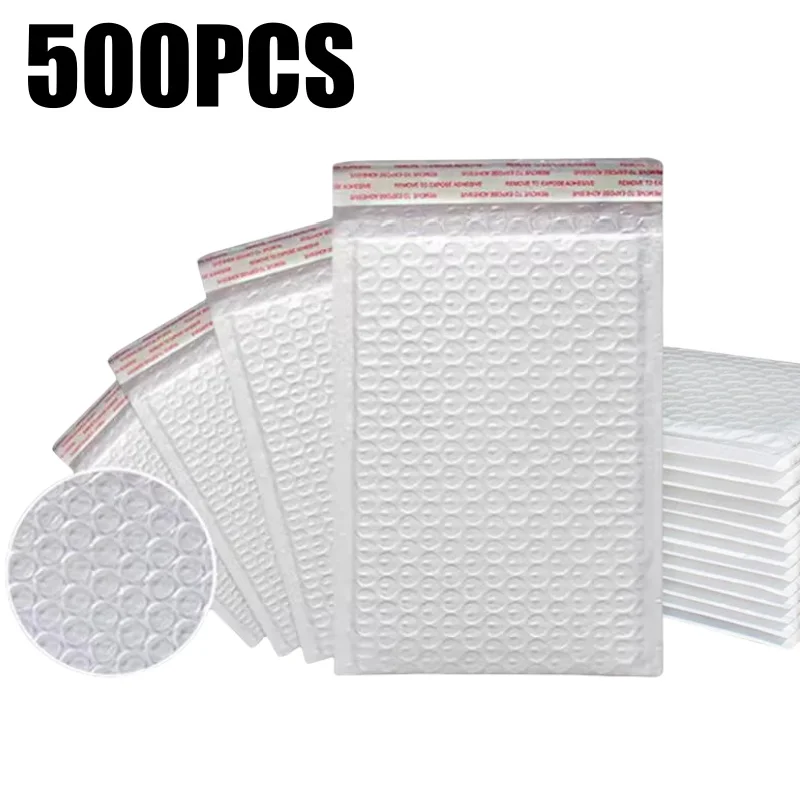 500 ks biely penový obálky vrecká self SEAL Mailers Polded Doprava obálky s bublinkovými poštovými taškami prepravné balíčky taška