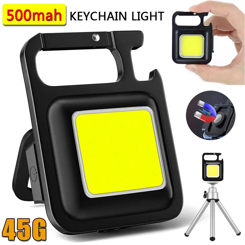 500 mAh mini kempingové kľúče svetlo Multifunkčné klipové baterky USB nabíjateľné vonkajšie LED prenosné LED prenosné svetlé lampy