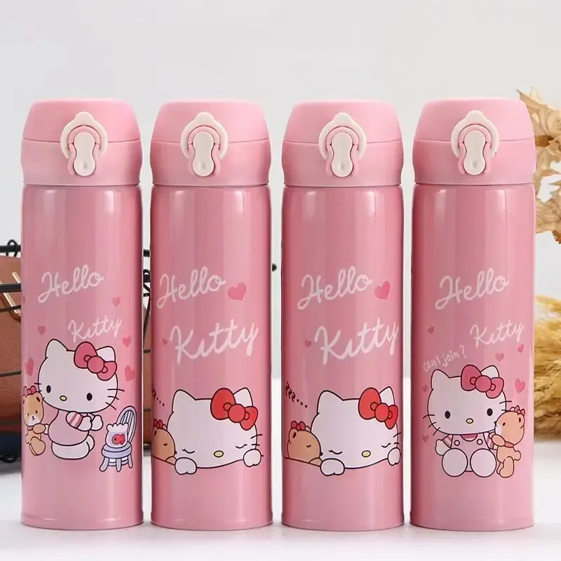 500 ml Hello Kitty pre detskú izolovanú fľašu s vodou Hot Kawaii Water Thermos Pink Cartoon z nehrdzavejúcej ocele